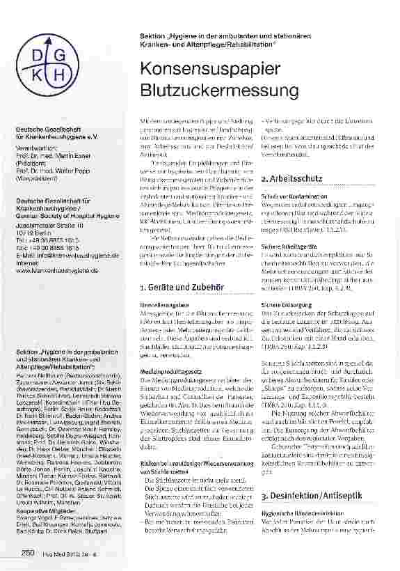 Vorschauseite 1: Konsensuspapier Blutzuckermessung