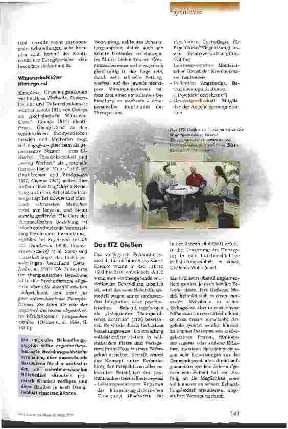 Vorschauseite 2: Psychiatrische Betreuung aus einer Hand Das Integrierte Therapeutische Zentrum (ITZ) der psychiatrischen Universitätsklinik in Gießen
