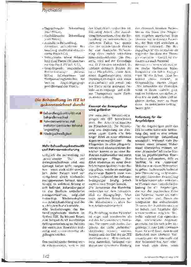 Vorschauseite 3: Psychiatrische Betreuung aus einer Hand Das Integrierte Therapeutische Zentrum (ITZ) der psychiatrischen Universitätsklinik in Gießen