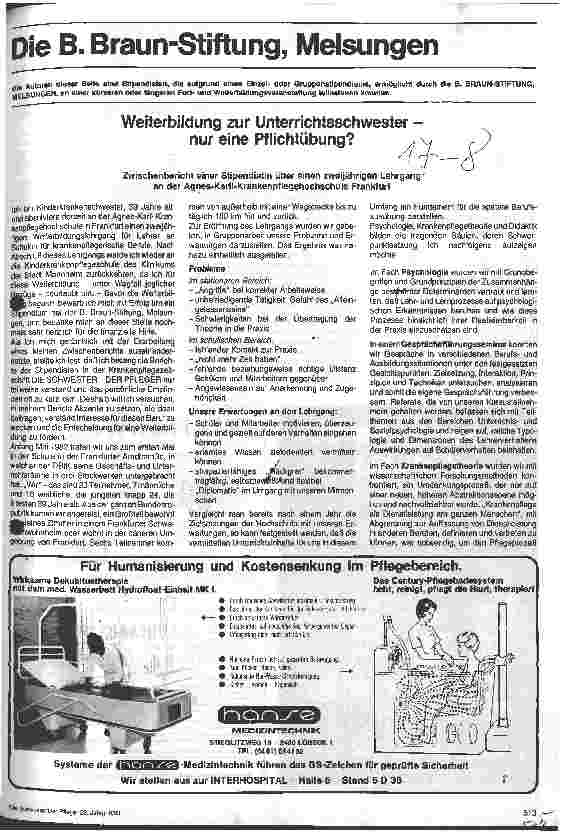 Vorschauseite 1: Weiterbildung zur Unterrichtsschwester - nur eine Pflichtübung?