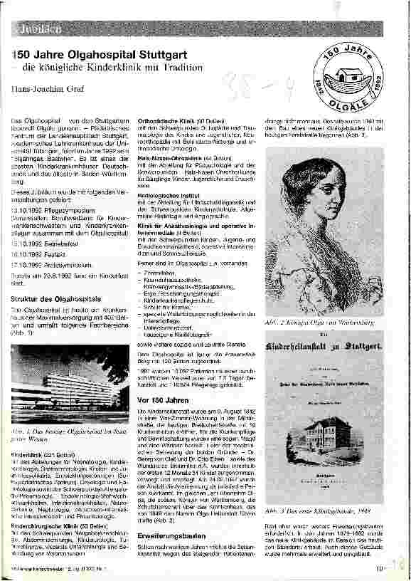Vorschauseite 1: 150 Jahre Olgahospital Stuttgart - die königliche Kinderklinik mit Tradition