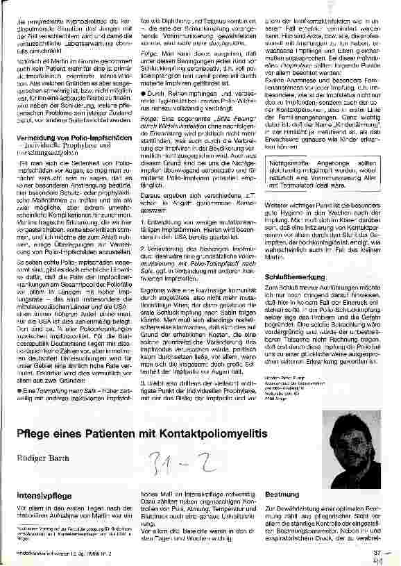 Vorschauseite 4: Kontaktpoliomyelitis am Beispiel eines Patienten