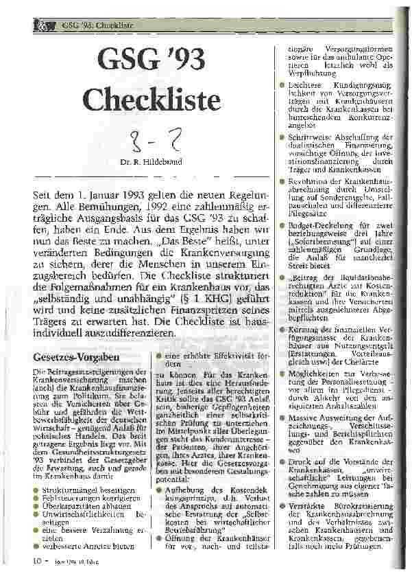 Vorschauseite 1: GSG 1993 Checkliste