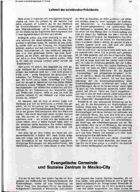 Vorschauseite 3: XV. Kongreß des Weltbundes der Krankenschwestern und Krankenpfleger in Mexiko-City (13.-18. Mai 1973)
