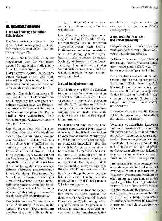 Vorschauseite 2: Qualitätssteuerung durch den Haftpflichtversicherer