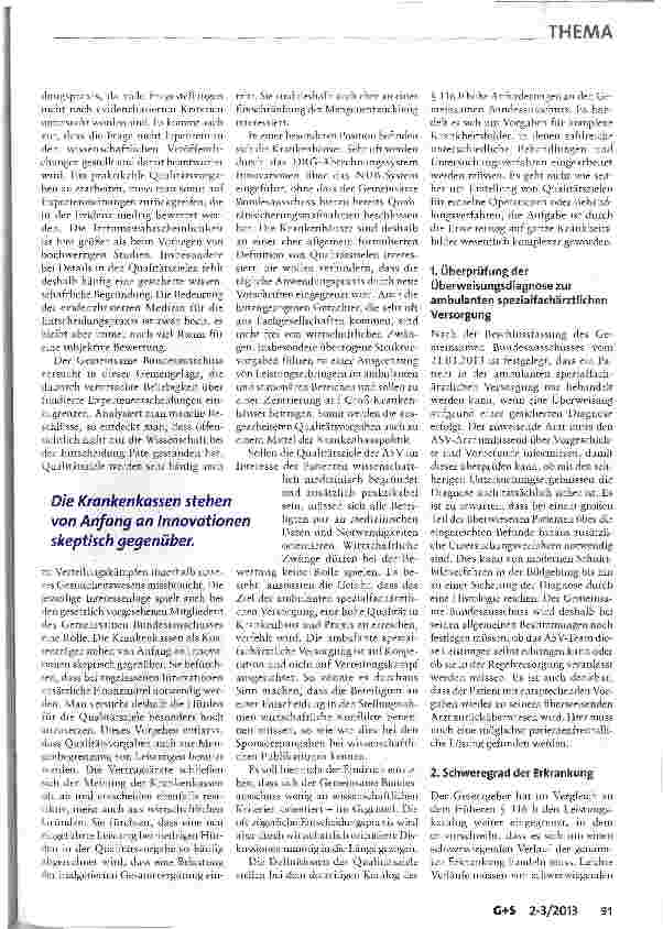 Vorschauseite 2: Qualitätsziele der Spezialärztlichen Versorgung