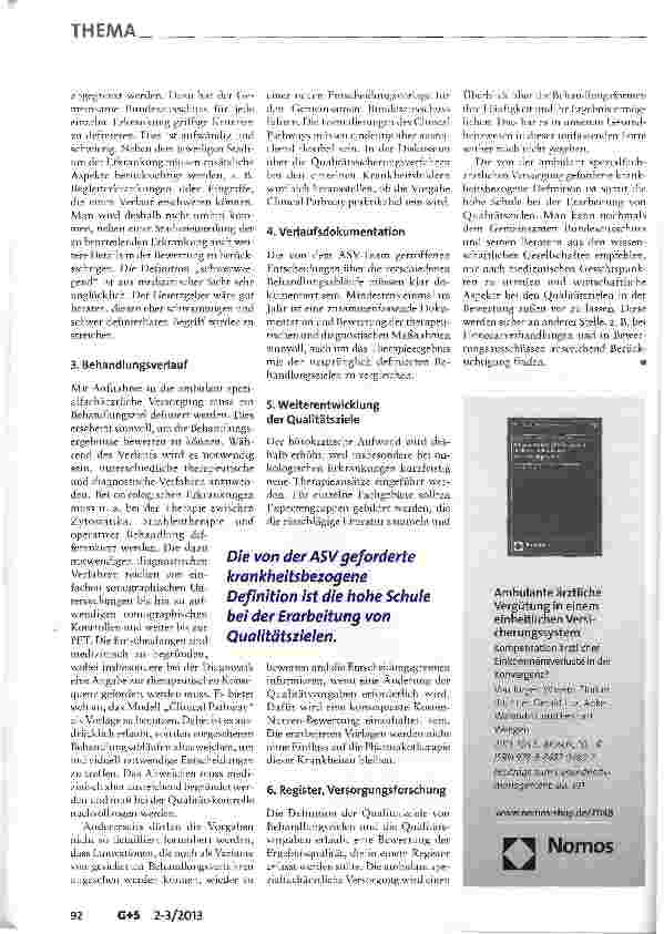 Vorschauseite 3: Qualitätsziele der Spezialärztlichen Versorgung