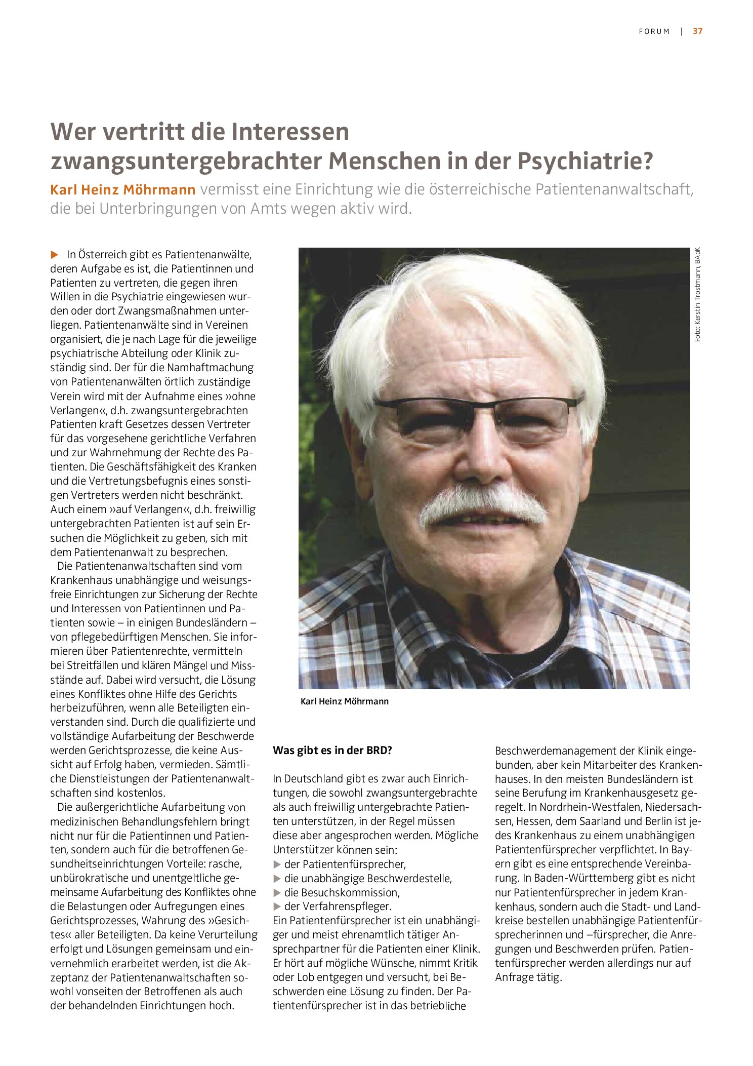 Vorschauseite 1: Wer vertritt die Interessen zwangsuntergebrachter Menschen in der Psychiatrie?