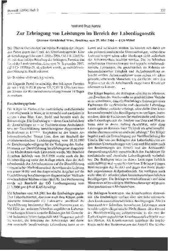 Vorschauseite 1: Zur Erbringung von Leistungen im Bereich der Labordiagnostik