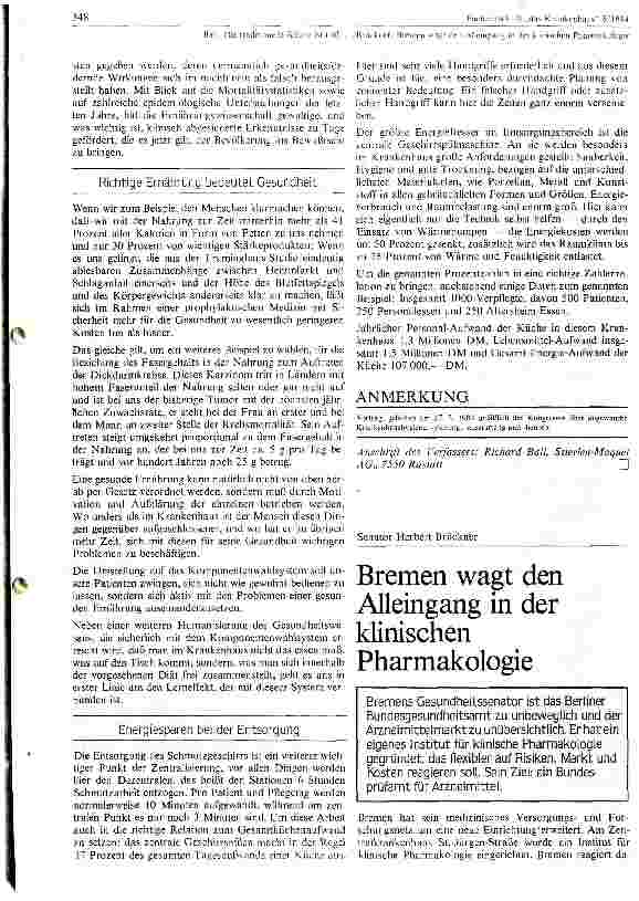 Vorschauseite 1: Bremen wagt den Alleingang in der klinischen Pharmakologie