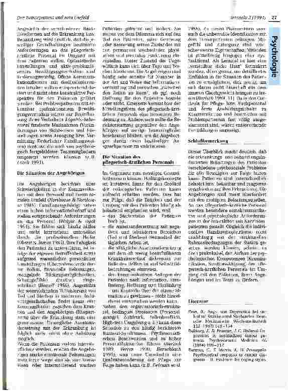 Vorschauseite 2: Der Tumorpatient und sein Umfeld: die psychosoziale Situation des Patienten, Angehörigen und des pflegerischen und ärztlichen Personals