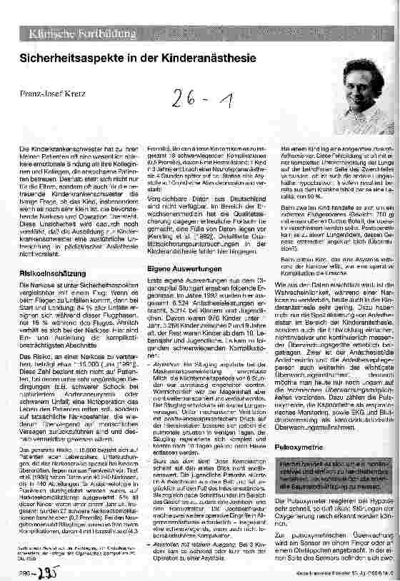 Vorschauseite 1: Sicherheitsaspekte in der Kinderanästhesie