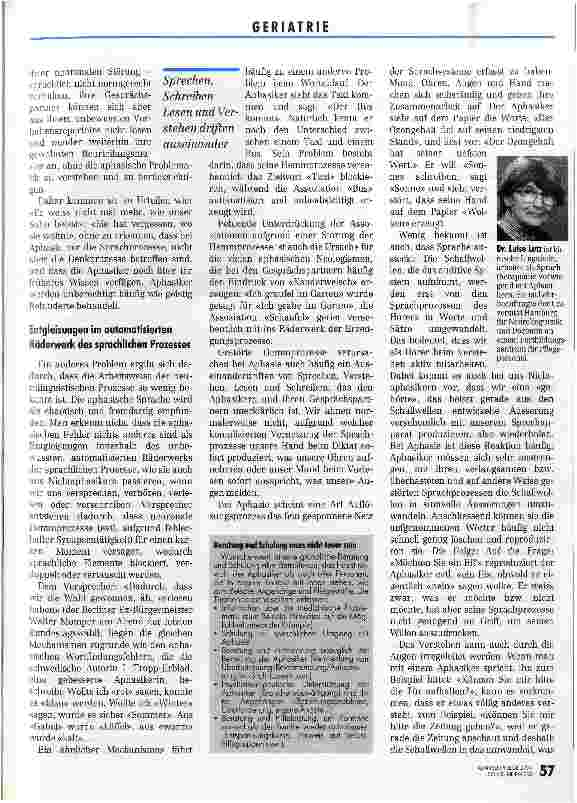 Vorschauseite 2: Aphasie - Das Schweigen verstehen Information für Pflegende