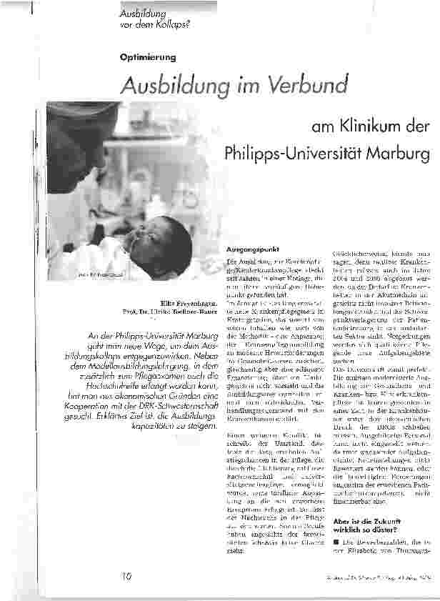 Vorschauseite 1: Ausbildung im Verbund am Klinikum der Philipps-Universität Marburg