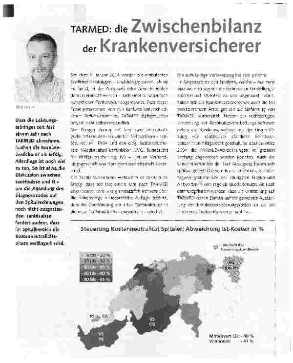 Vorschauseite 1: TARMED: die Zwischenbilanz der Krankenversicherer