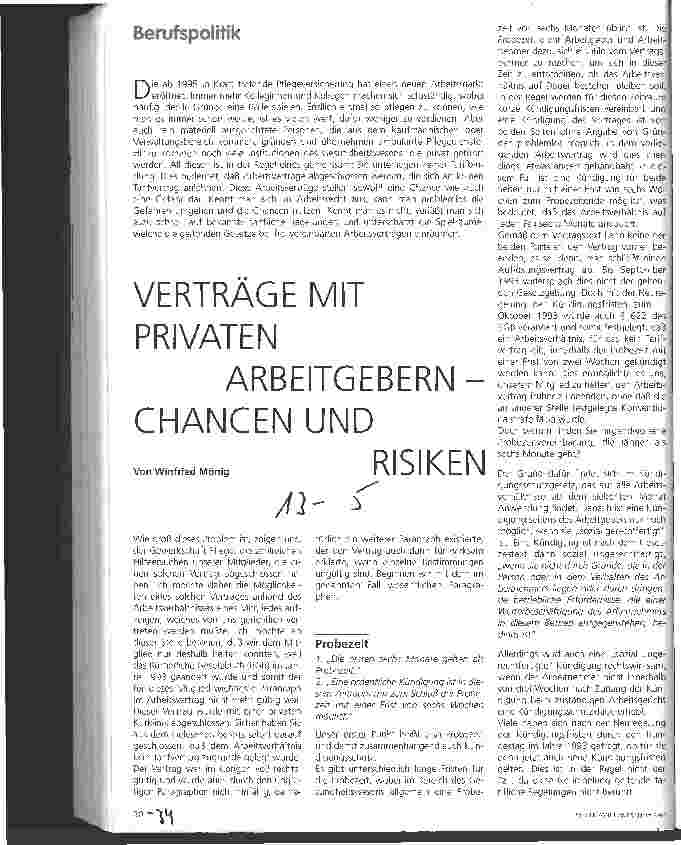 Vorschauseite 1: Verträge mit privaten Arbeitgebern - Chancen und Risiken