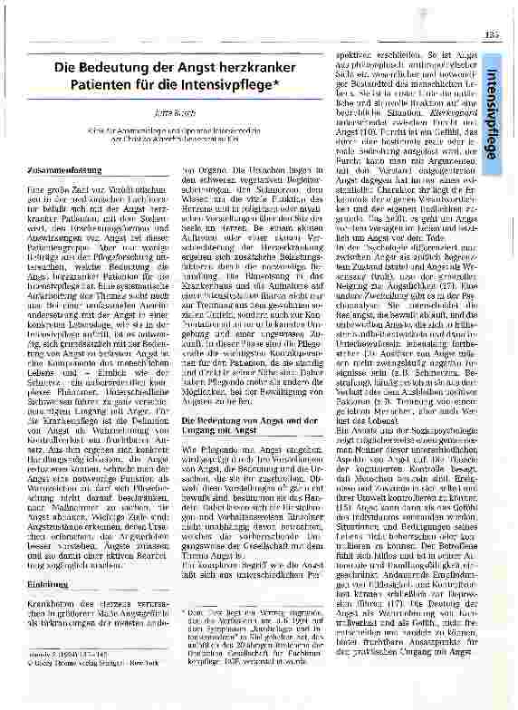 Vorschauseite 1: Die Bedeutung der Angst herzkranker Patienten für die Intensivpflege