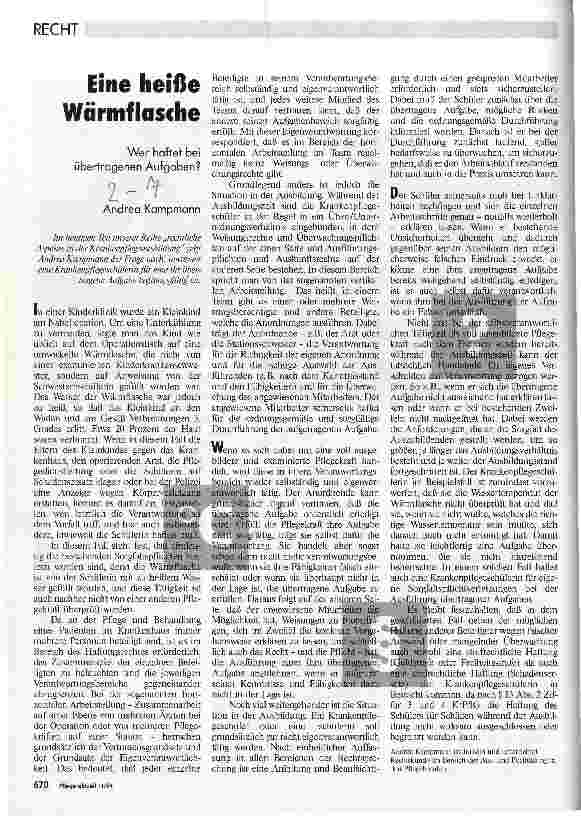 Vorschauseite 1: Eine heiße Wärmflasche Wer haftet bei übertragenen Aufgaben?