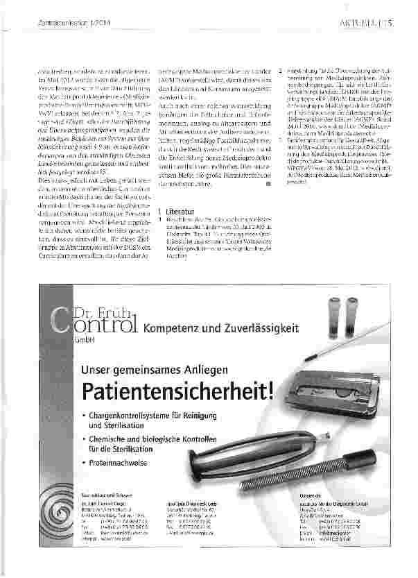 Vorschauseite 2: Erwerb der Sachkenntnis der mit der Überwachung der Medizinprodukteaufbereitung beauftragten PersonenErfahrungen aus Sicht einer Krankenhaushygienikerin