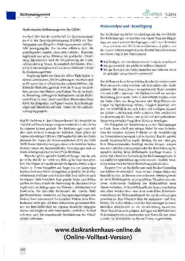Vorschauseite 2: Risikomanagement als Erfolgsfaktor