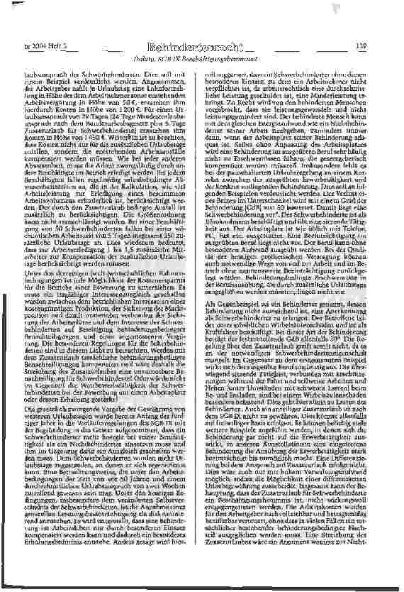 Vorschauseite 2: Sind die derzeitigen Regelungen des SGB IX Für schwerbehinderte Menschen ein Beschäftigungshemmnis?