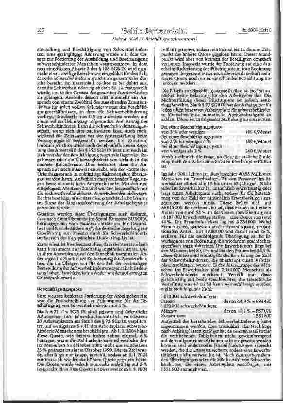 Vorschauseite 3: Sind die derzeitigen Regelungen des SGB IX Für schwerbehinderte Menschen ein Beschäftigungshemmnis?