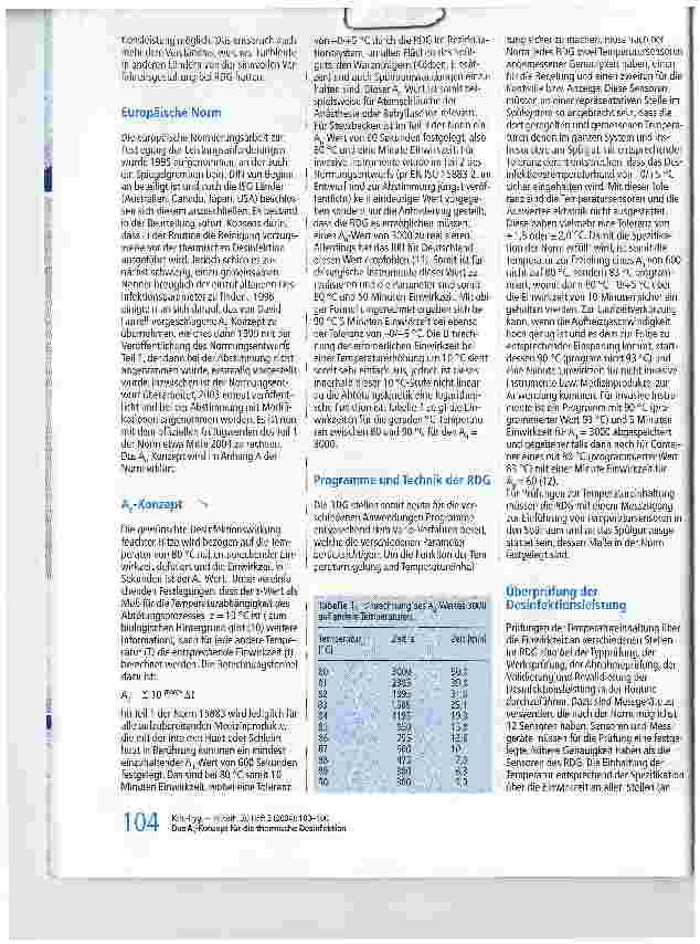 Vorschauseite 2: Das A0-Konzept für die thermische Desinfektion