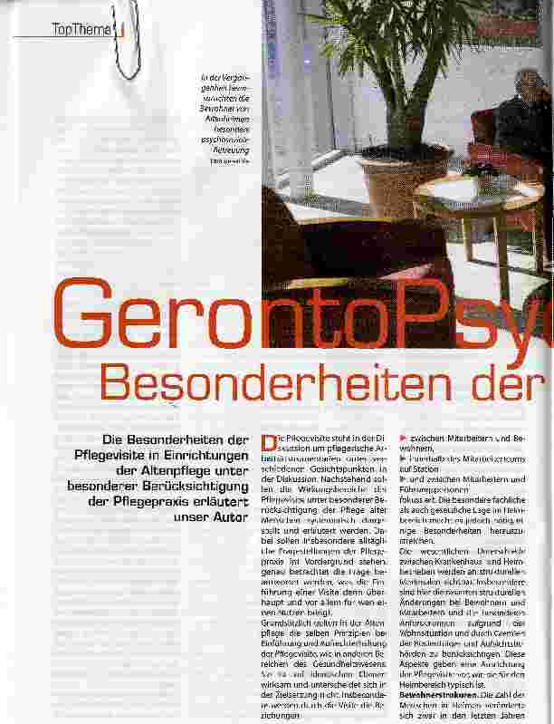 Vorschauseite 1: GerontoPsychiatrie Besonderheiten der Pflegevisite