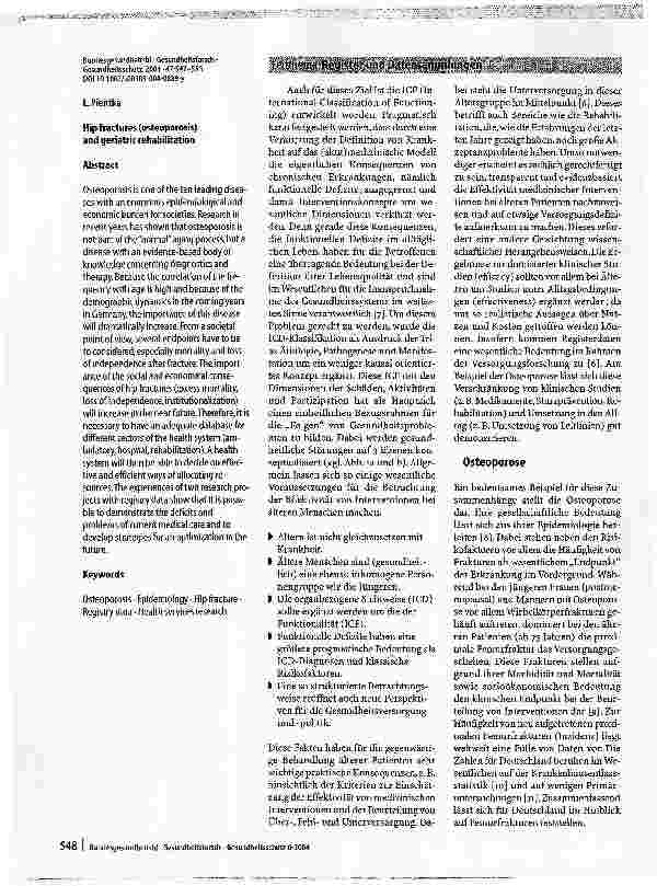 Vorschauseite 2: Proximale Femurfrakturen (Osteoporose) und geriatrische Rehabilitation