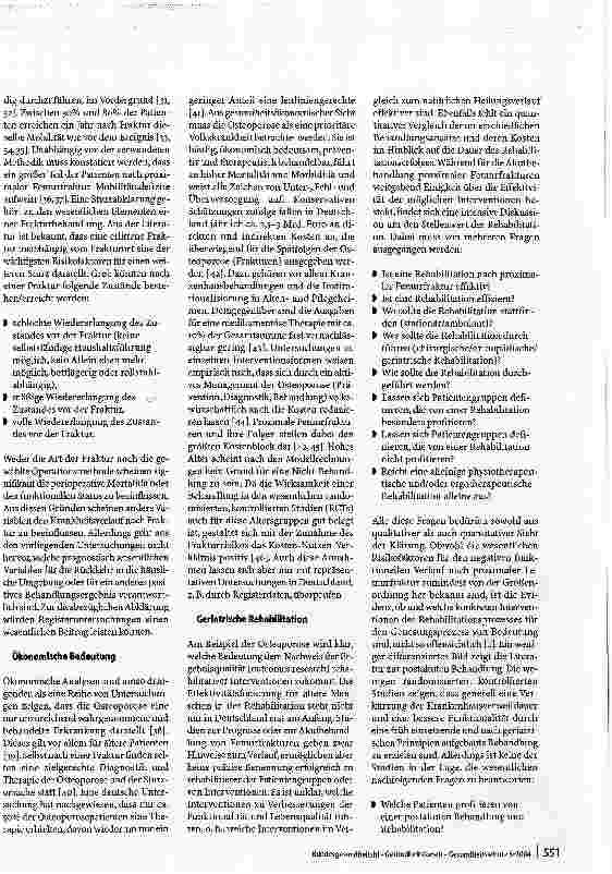 Vorschauseite 5: Proximale Femurfrakturen (Osteoporose) und geriatrische Rehabilitation