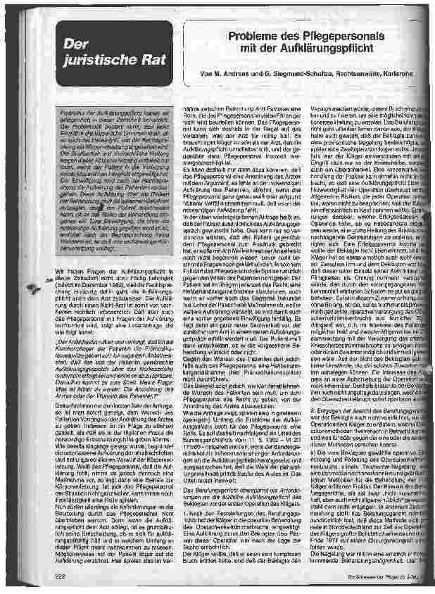 Vorschauseite 1: Probleme des Pflegepersonals mit der Aufklärungspflicht
