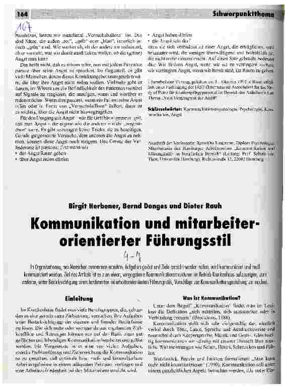 Vorschauseite 6: Was fördert, was verringert Angst? Kommunikationspsychologische Aspekte in Gesprächen vor einer Operation