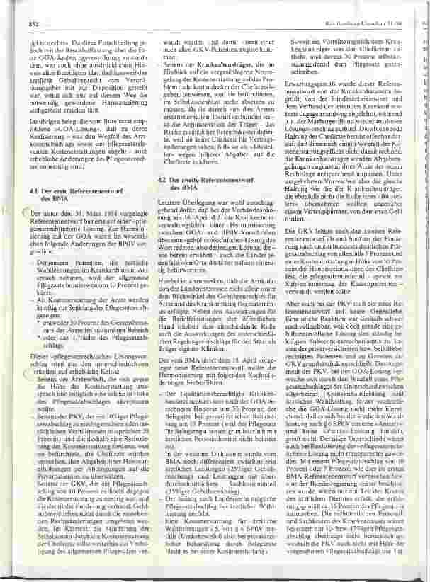 Vorschauseite 3: Harmonisierung der Gebührenordnung für Ärzte und der Bundespflegesatzverordnung aus der Sicht der Pflegesatzbehörde
