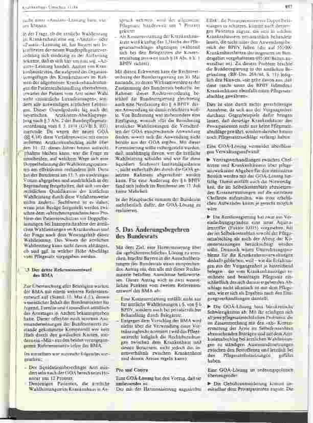 Vorschauseite 4: Harmonisierung der Gebührenordnung für Ärzte und der Bundespflegesatzverordnung aus der Sicht der Pflegesatzbehörde