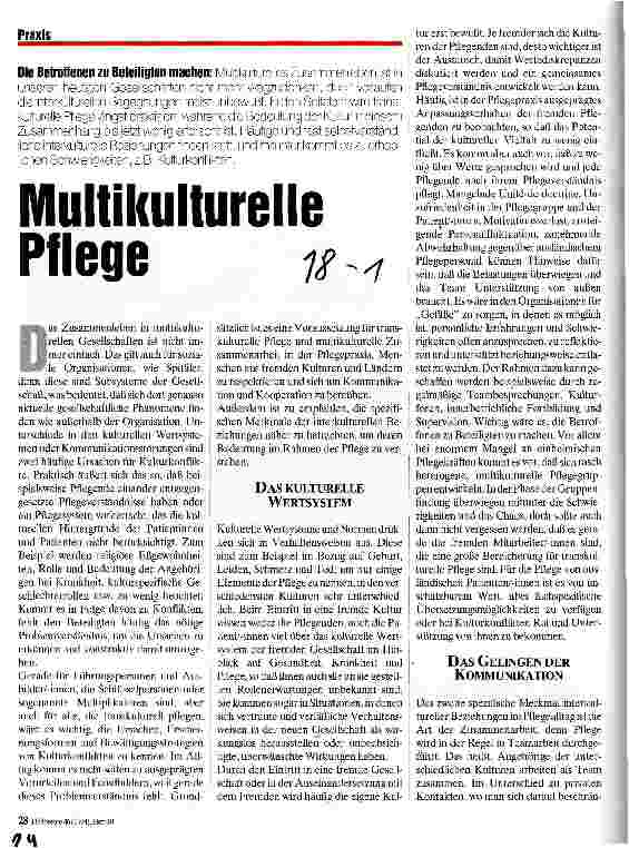 Vorschauseite 1: Multikulturelle Pflege Die Betroffenen zu Beteiligten machen