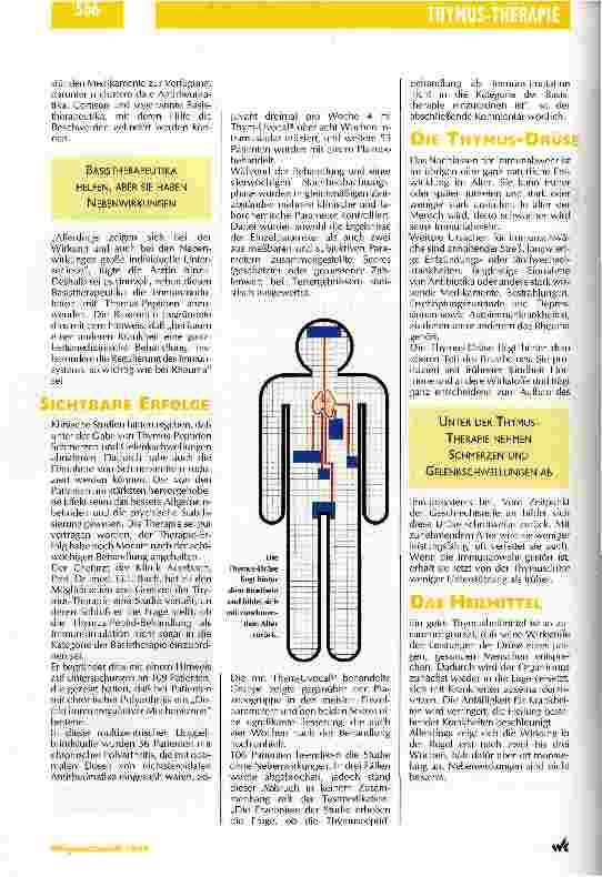 Vorschauseite 2: Möglichkeiten und Grenzen der Thymus-Therapie bei Rheuma Betroffene fordern Anwendung alternativer Heilmethoden
