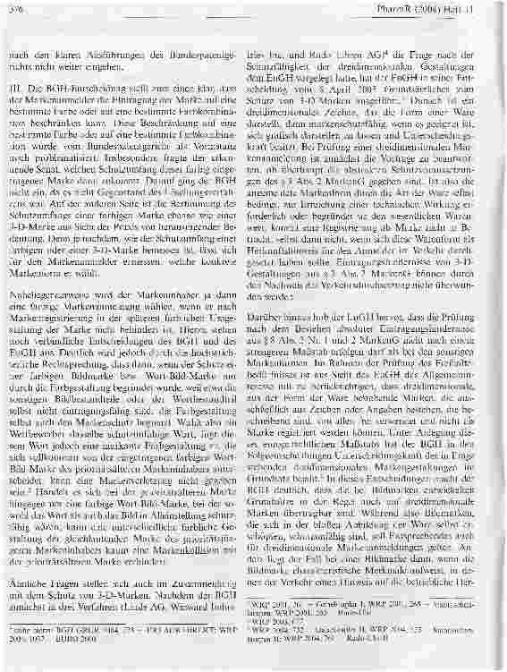 Vorschauseite 2: Welche Auswirkungen hat die BGH-Entscheidung Farbige Arzneimittelkapsel auf die Anmeldung von 3-D-Marken in Klasse 5?