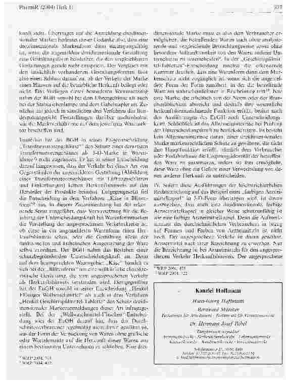 Vorschauseite 3: Welche Auswirkungen hat die BGH-Entscheidung Farbige Arzneimittelkapsel auf die Anmeldung von 3-D-Marken in Klasse 5?