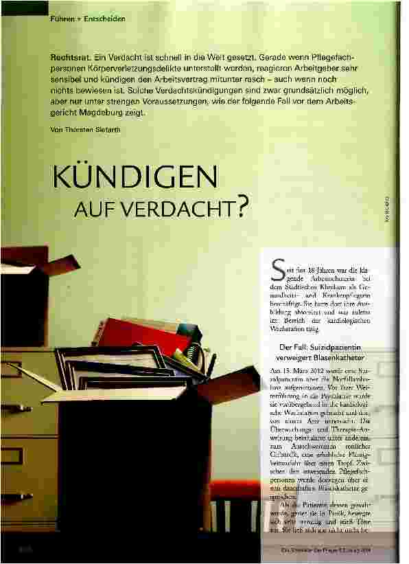 Vorschauseite 1: Kündigung auf Verdacht?