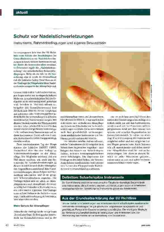 Vorschauseite 1: Schutz vor Nadelstichverletzungen