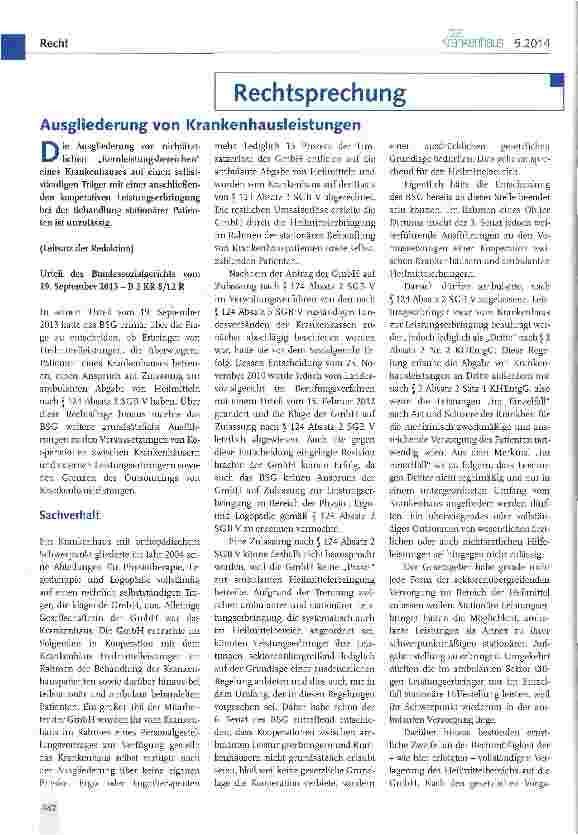 Vorschauseite 1: Ausgliederung von Krankenhausleistungen