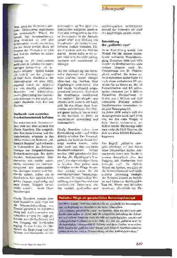 Vorschauseite 2: Zufluchtsort für SterbendeHospize - gestern, heute, morgen