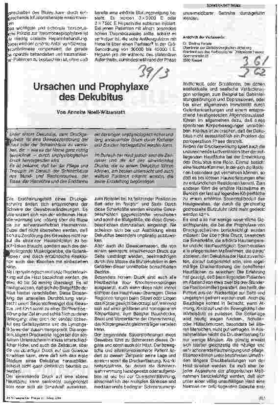 Vorschauseite 1: Ursachen und Prophylaxe des Dekubitus