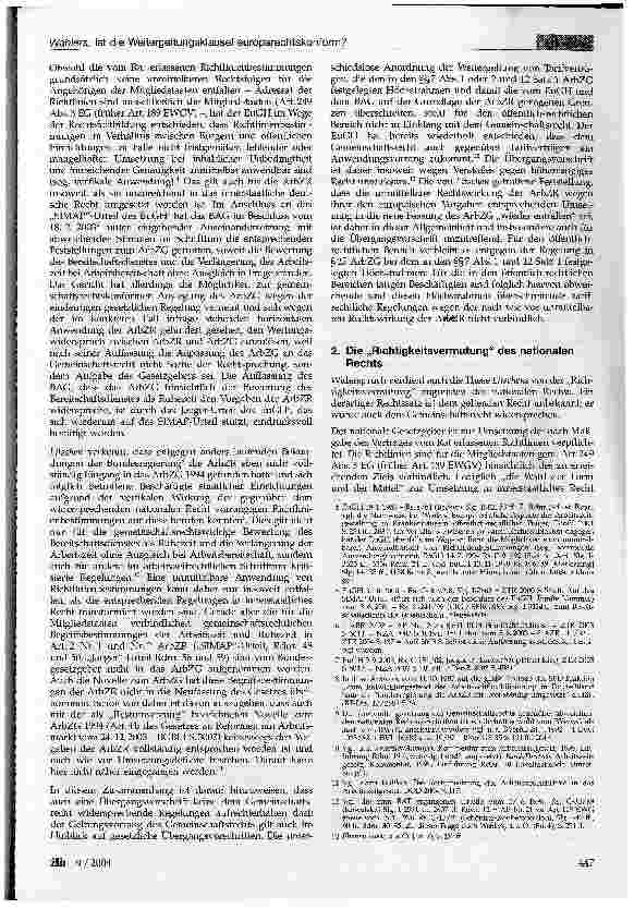 Vorschauseite 2: Ist die Weitergeltungsklausel des §25 ArbZG europarechtskonform? - Eine Entgegnung