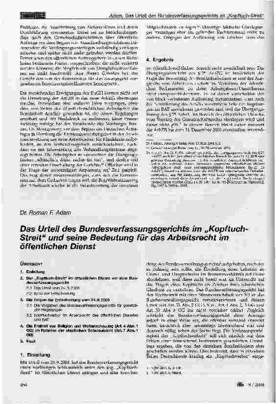 Vorschauseite 5: Ist die Weitergeltungsklausel des §25 ArbZG europarechtskonform? - Eine Entgegnung