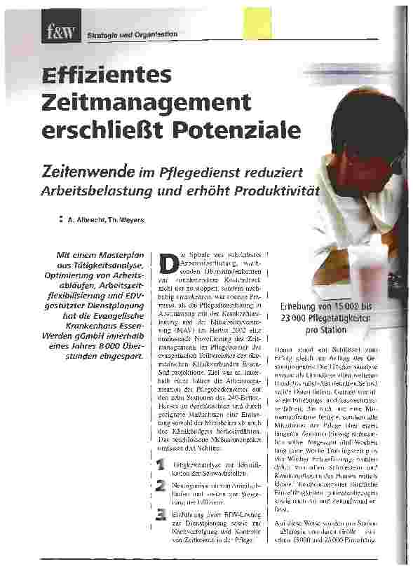 Vorschauseite 1: Effizientes Zeitmanagement erschließt PotenzialeZeitenwende im Pflegedienst reduziert Arbeitsbelastung und erhöht Produktivität