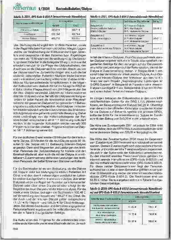 Vorschauseite 3: Kostenkalkulation für die Dialyse und andere Therapieverfahren der Nephrologie