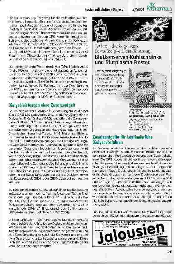 Vorschauseite 4: Kostenkalkulation für die Dialyse und andere Therapieverfahren der Nephrologie