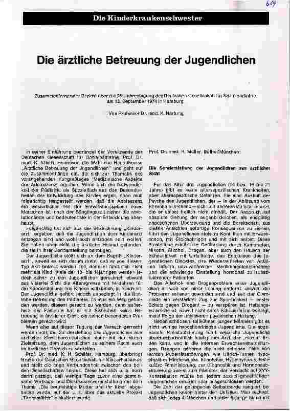 Vorschauseite 1: Die ärztliche Betreuung der Jugendlichen