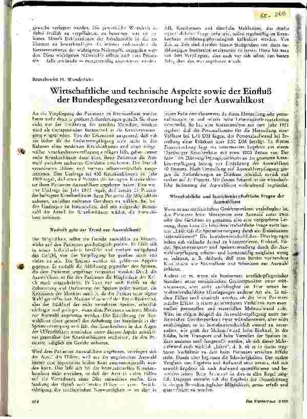 Vorschauseite 1: Wirtschaftliche und technische Aspekte sowie der Einfluß der Bundespflegesatzverordnung bei der Auswahlkost